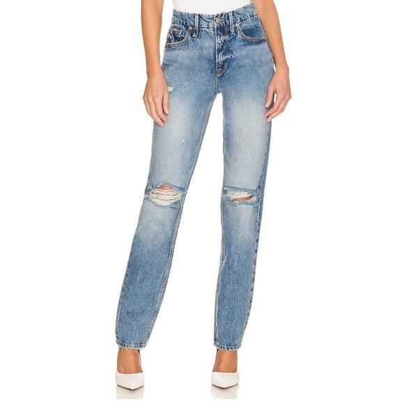 Good American Blue Straight Leg Jeans - Picture 2 of 12
